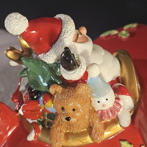 Fitz and Floyd Christmas Santa In Plane Figurine Music Box Holiday Musicals - Picture 8 of 16